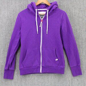 Superdry Hoodie Sweatshirt Womens Size 10 Purple Full Zip Drawstring Outdoor
